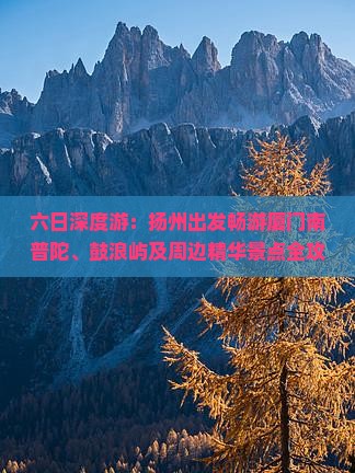 六日深度游:扬州出发畅游厦门南普陀、鼓浪屿及周边精华景点全攻略 六日深度游:扬州出发畅游厦门南普陀、鼓浪屿及周边精华景点全攻略
