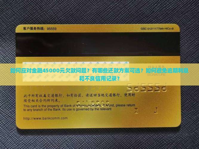 如何应对金融45000元欠款问题？有哪些还款方案可选？如何避免逾期利息和不良信用记录？