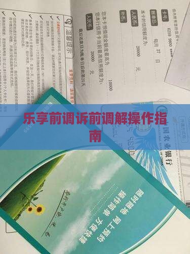 乐享诉前调解怎么操作