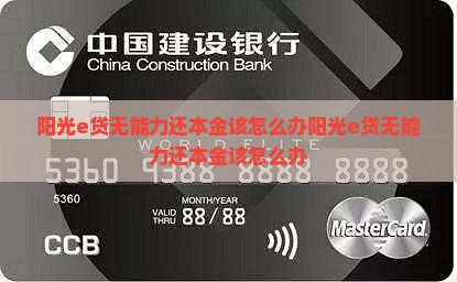 阳光e贷无能力还本金该怎么办