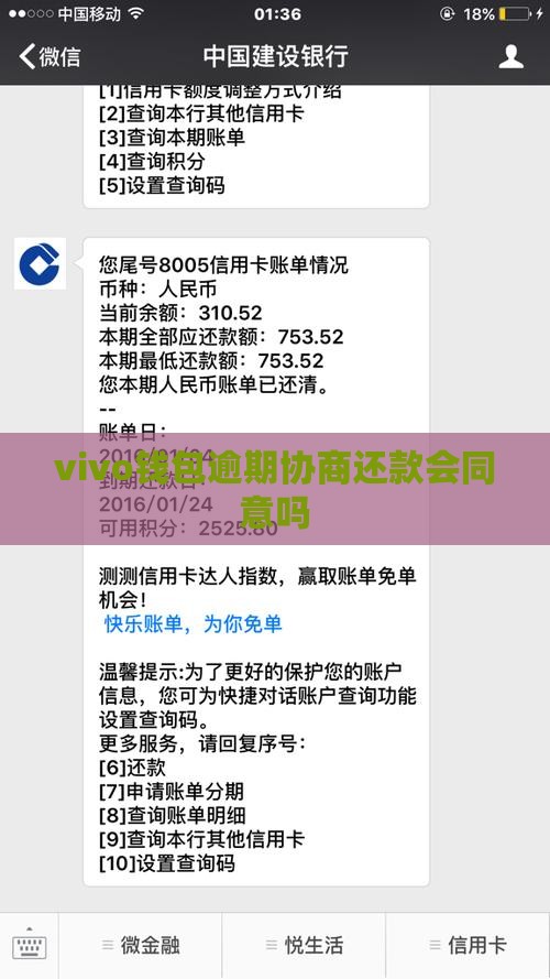 vivo钱包协商还款会同意吗