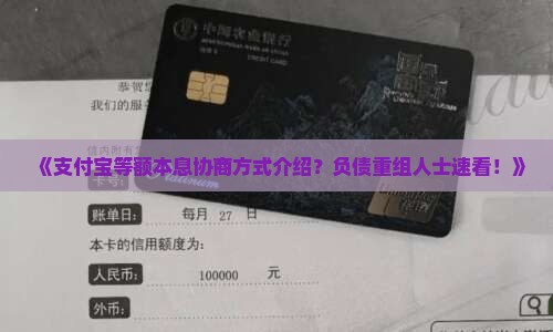 《支付宝等额本息协商方式介绍？负债重组人士速看！》
