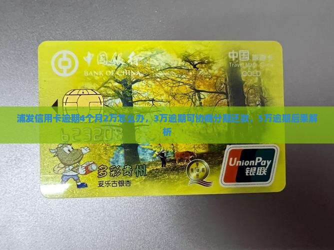 浦发信用卡逾期4个月2万怎么办，3万逾期可协商分期还款，5万逾期后果解析