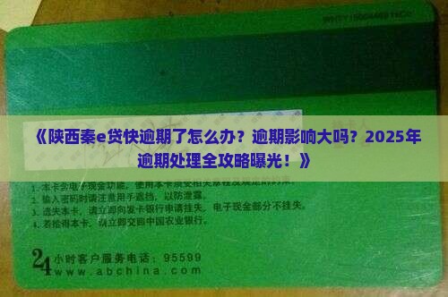 陕西秦e贷快逾期了怎么办 陕西秦e贷快逾期了怎么办