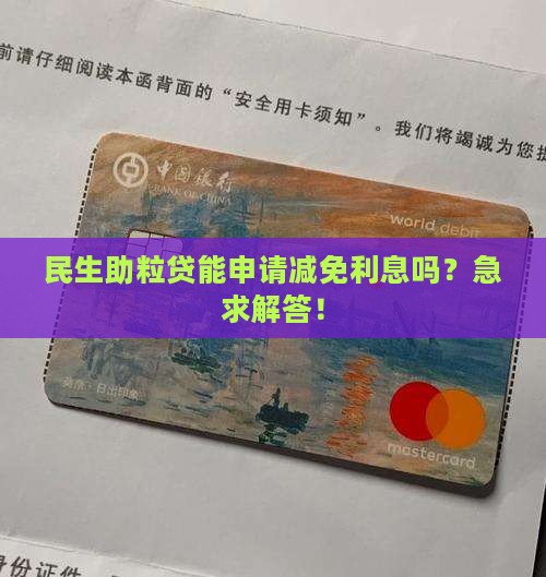 民生助粒贷可以协商减免利息吗