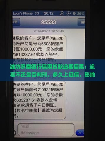 潍坊农商银行信用贷款逾期后果