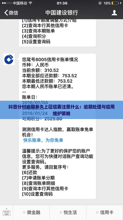 抖音分付逾期多久上征信要注意什么：逾期处理与信用维护策略