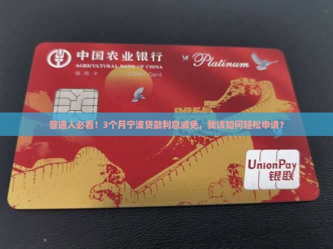 宁波贷款利息减免3个月申请条件和流程详解