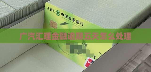 广汽汇理金融逾期五天怎么办
