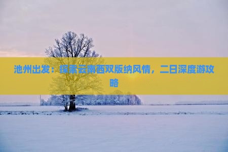 池州出发：探索云南西双版纳风情，二日深度游攻略