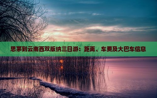 思茅到云南西双版纳三日游：距离、车费及大巴车信息