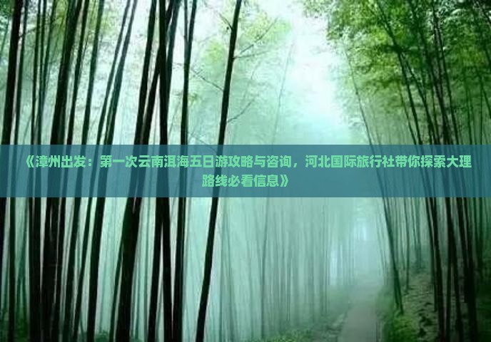 《漳州出发：第一次云南洱海五日游攻略与咨询，河北国际旅行社带你探索大理路线必看信息》