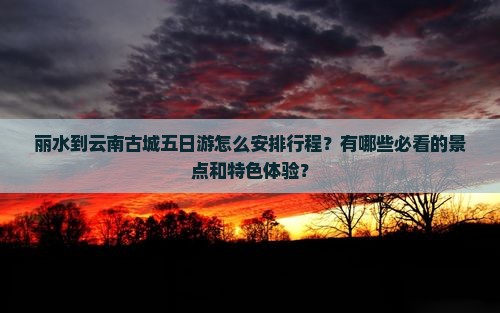 丽水到云南古城五日游怎么安排行程？有哪些必看的景点和特色体验？