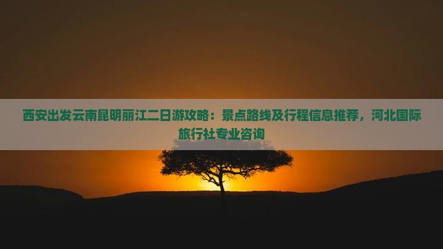 西安出发云南昆明丽江二日游攻略：景点路线及行程信息推荐，河北国际旅行社专业咨询