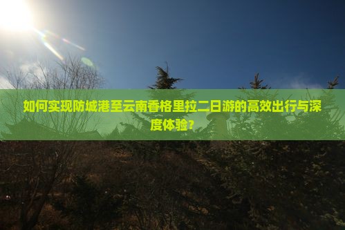 如何实现防城港至云南香格里拉二日游的高效出行与深度体验？