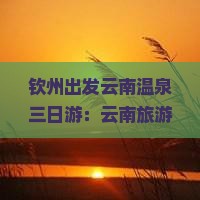 钦州出发云南温泉三日游：云南旅游攻略，探索云南景点路犀旅行社定制行程，温泉看看好去处