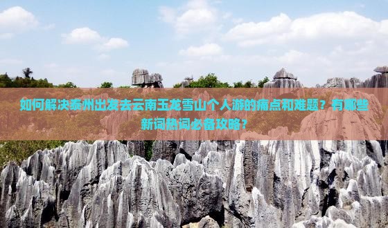 如何解决泰州出发去云南玉龙雪山个人游的痛点和难题？有哪些新词热词必备攻略？