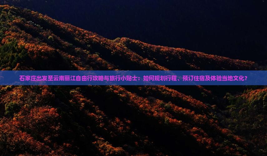 石家庄出发至云南丽江自由行攻略与旅行小贴士：如何规划行程、预订住宿及体验当地文化？