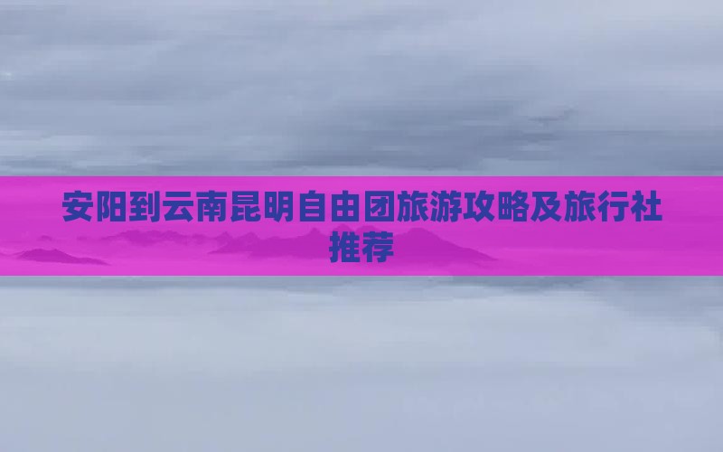 安阳到云南昆明自由团