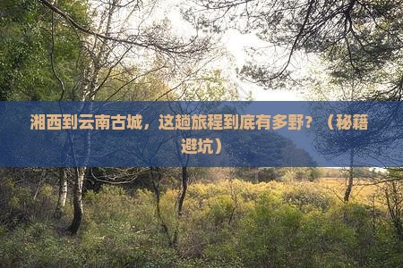 湘西到云南古城攻略