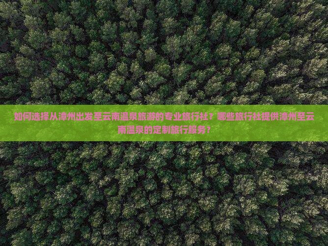 如何选择从漳州出发至云南温泉旅游的专业旅行社？哪些旅行社提供漳州至云南温泉的定制旅行服务？