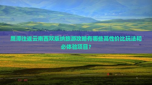 鹰潭往返云南西双版纳旅游攻略有哪些高性价比玩法和必体验项目？
