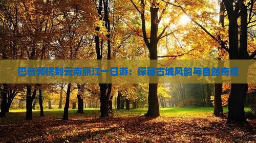 巴音郭楞到云南丽江一日游:探秘古城风韵与自然奇观 巴音郭楞到云南丽江一日游:探秘古城风韵与自然奇观