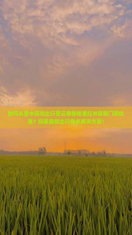 如何从晋中高效出行至云南香格里拉并获取门票优惠？探索最新出行痛点解决方案！