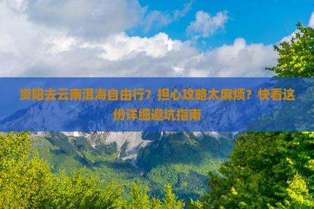 资阳去云南洱海自由行？担心攻略太麻烦？快看这份详细避坑指南