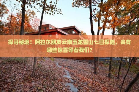探寻秘境！阿拉尔朋友云南玉龙雪山七日探险，会有哪些惊喜等着我们？