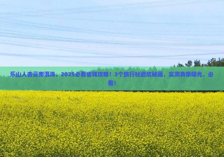 乐山去云南洱海旅行社