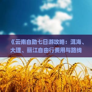 《云南自助七日游攻略：洱海、大理、丽江自由行费用与路线推荐，第一次旅游必看信息，河北游客八月行程咨询》