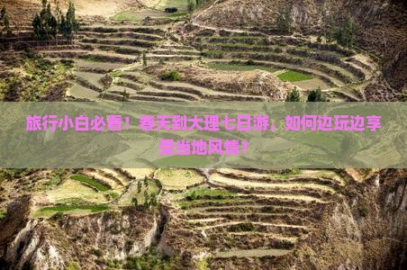 旅行小白必看！春天到大理七日游，如何边玩边享受当地风情？