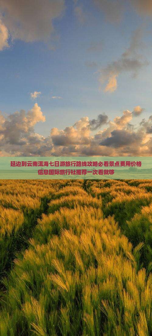 延边到云南洱海七日游旅行路线攻略必看景点费用价格信息国际旅行社推荐一次看就够