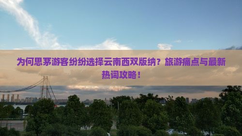 为何思茅游客纷纷选择云南西双版纳？旅游痛点与最新热词攻略！