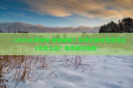 乌海到云南玉龙雪山三日游