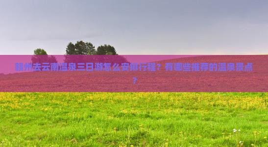 赣州去云南温泉三日游