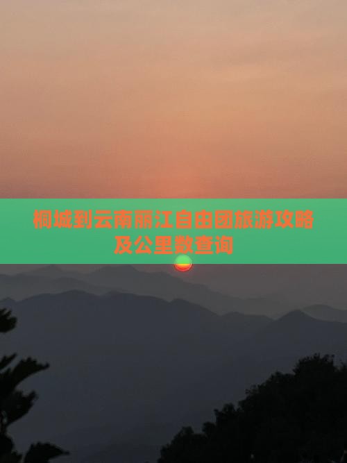 桐城到云南丽江自由团