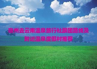 宿州去云南温泉旅行社