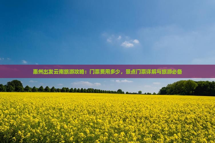 惠州出发云南旅游攻略：门票费用多少，景点门票详解与旅游必备