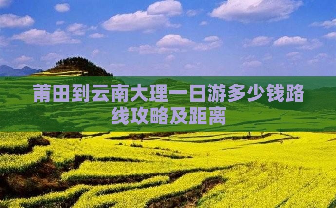 莆田到云南大理一日