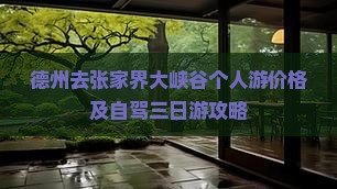 德州去张家界大峡谷个人游价格及自驾三日游攻略