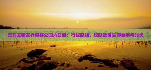 宜宾去张家界森林公园六日游：行程路线、攻略及自驾游费用与时长