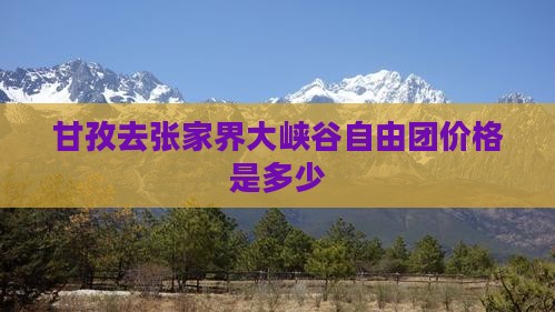 甘孜去张家界大峡谷自由团价格是多少
