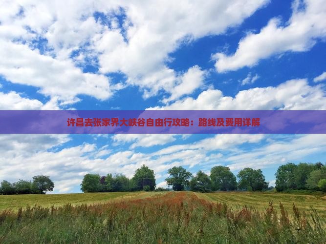 许昌去张家界大峡谷自由行攻略：路线及费用详解