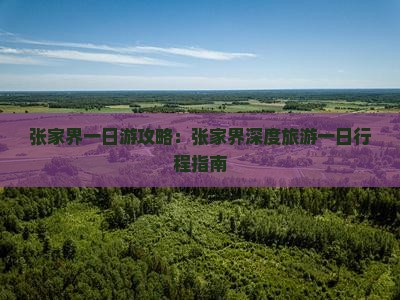 张家界一日游攻略：张家界深度旅游一日行程指南