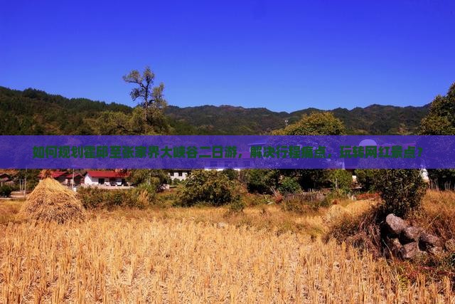 如何规划霍邱至张家界大峡谷二日游，解决行程痛点，玩转网红景点？