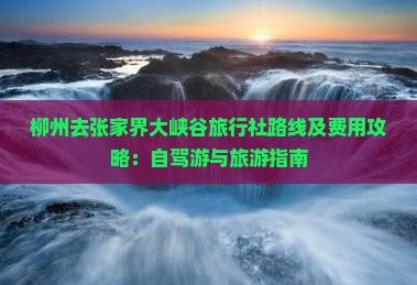 柳州去张家界大峡谷旅行社路线及费用攻略：自驾游与旅游指南