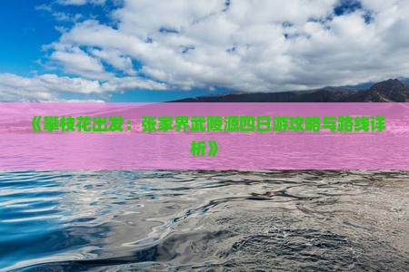《攀枝花出发：张家界武陵源四日游攻略与路线详析》