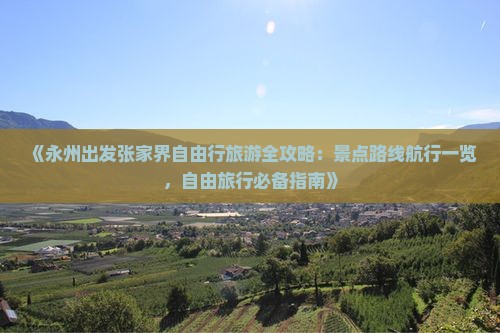 《永州出发张家界自由行旅游全攻略：景点路线航行一览，自由旅行必备指南》